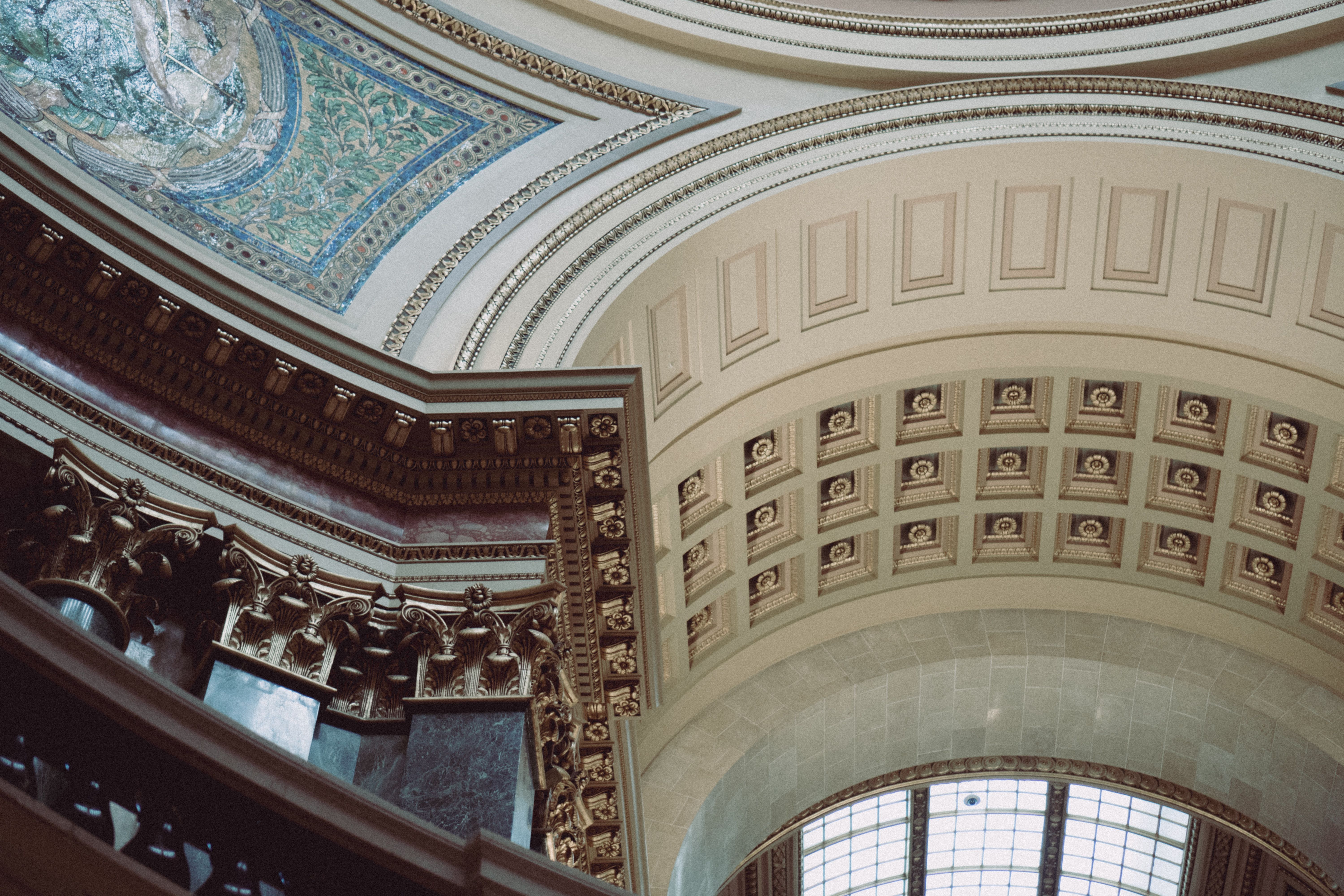 The Wisconsin State Capitol ceiling from the inside